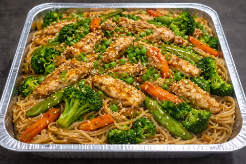 Chicken Teriyaki and Vege Stir Fry with Rice Noodles Family