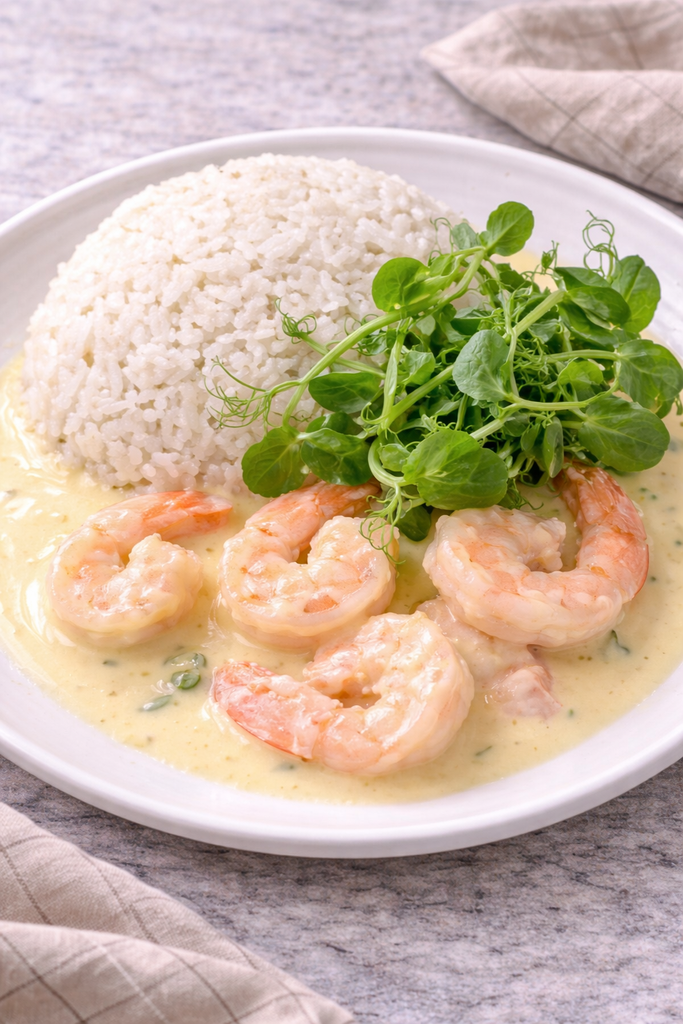 Creamy Garlic Prawns with Kaffir Lime Coconut Rice